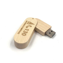 Factory Direct Sale Swivel USB Flash Drive Custom Logo Wood Pendrive USB Stick
